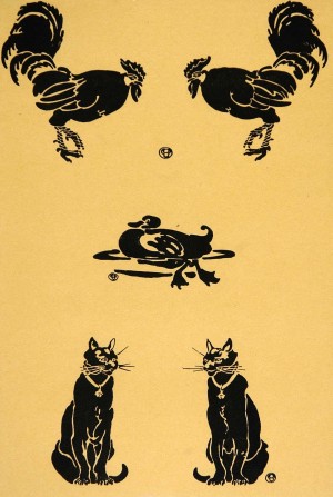 1913 Rooster Cock Duck Cats Edward Penfield Mini Poster
